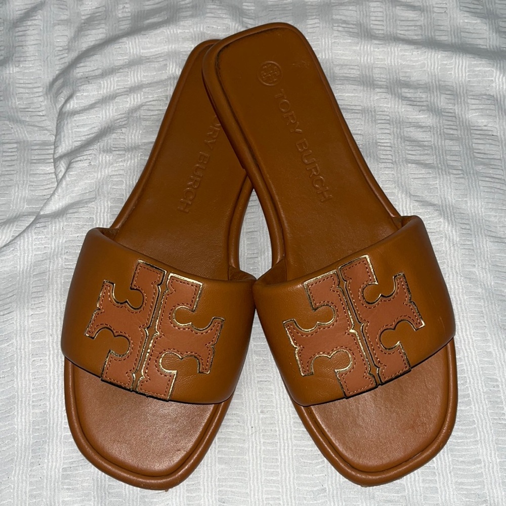 Tory Burch Brown Slide Sandals